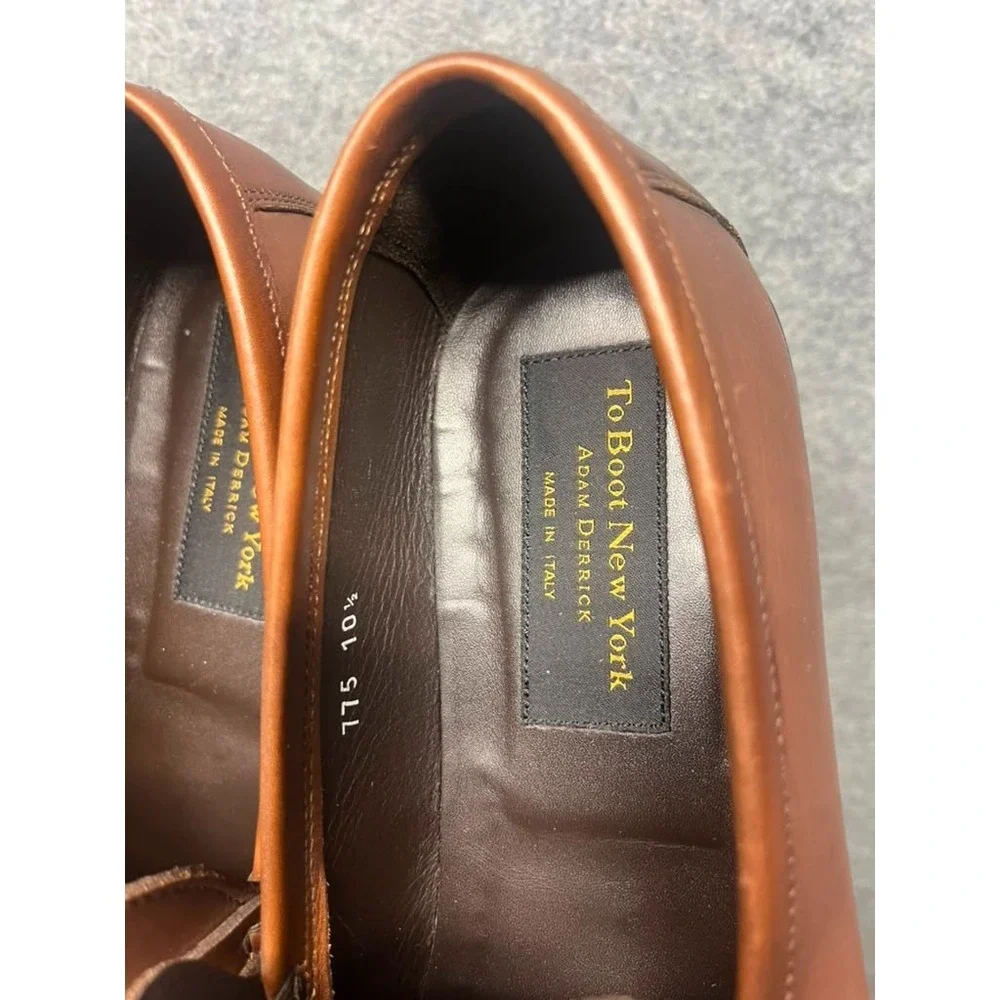 To Boot New York Adam Derrick Men's Brown Leather Penny Loafers Made in Italy 11